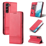 For Samsung Galaxy S22 AZNS Magnetic Calf Texture Horizontal Flip Leather Phone Case(Red)