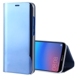 For Huawei P20 Lite Electroplating Mirror Horizontal Flip Leather Case with Holder (Blue)