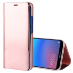 For Huawei P20 Lite Electroplating Mirror Horizontal Flip Leather Case with Holder (Rose Gold)
