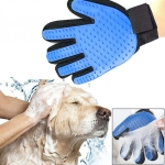 Right Hand Five Finger Deshedding Brush Glove Pet Gentle Efficient Massage Grooming(Blue)