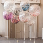 36 inch Round Transparent Colorful Confetti Balloon Wedding Arrangement Large Confetti Ballons Decoration Ball Boom, Random Color Delivery
