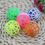 10 PCS Pet Plastic Hollow Out Round Cat Hamster Play Balls Colorful Ball Chase Rattle Toys With Small Bell
