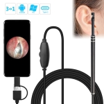i96 3 in 1 USB Ear Scope Inspection HD 0.3MP Camera Visual Ear Spoon for OTG Android Phones & PC & MacBook، 1.85m Length Cable (أسود)