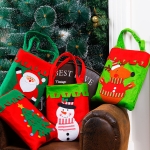 크리스마스 저녁 식사 테이블 장식 사탕 가방, 두꺼운 부직포 어린이 선물 가방, 무작위 색상 배달