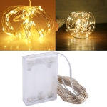 10m IP65 Waterproof Silver Wire String Light, 100 LEDs SMD 06033 x AA Batteries Box Fairy Lamp Decorative Light, DC 5V(Yellow Light)