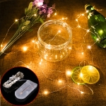 2m Silver Color Copper Wire String Light Festival Lamp / Decoration Light Strip, 20 LEDs SMD 0603 IP65 Waterproof CR2032 Button Batteries(Warm White)