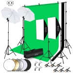 ⁧مجموعة التصوير الفوتوغرافي PULUZ LED Light Studio Softbox مع خلفية وعاكس وحامل ثلاثي القوائم وأكياس رمل (قابس الاتحاد الأوروبي)⁩