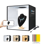 ‏Puluz 40cm قابلة للطي المحمولة حلقة ضوء USB صور الإضاءة استوديو الرماية خيمة مربع مع 6 × الخلفيات ذات اللون المزدوج اللون، الحجم: 40CM X 40CM X 40CM (أسود)‎