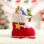 Kerstman Patroon Kerstdecoratie Stroomden Stocking Boot Candy Bag, Afmetingen: 9 cm x 10 cm x 5 cm