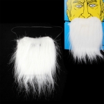 Искусственная борода с белыми густыми усами и эластичным ремешком (белый)