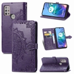 For Motorola Moto G30 / G10 Mandala Flower Embossed Horizontal Flip Leather Case with Bracket / Card Slot / Wallet / Lanyard(Purple)