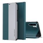 For Huawei P30 Pro Side Electroplated Dormant Ultra-Thin Horizontal Flip Leather Case with Holder(Green)