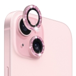 ⁧واقي عدسة الكاميرا لهاتف iPhone 15 / 15 Plus NORTHJO من الزجاج المقسى اللامع ذو الحلقة المعدنية (وردي)⁩