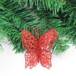 5 STKS Kerstboomdecoratie Kunstbloem Vlinder Kersthanger, Kleur: Rood