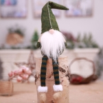 귀여운 앉아 얼굴없는 긴 다리 엘프 인형 크리스마스 장식 (녹색)