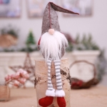 귀여운 앉아 얼굴없는 긴 다리 엘프 인형 크리스마스 장식 (회색)