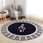 سجادة دائرية على شكل مفتاح البيانو الموسيقي بساط لتزيين غرفة النوم والمنزل ، القطر: 80 سم (بيانو دائري)