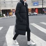 رجل طويل أسفل سترة معطف الشتاء سميكة ستر الدافئة صالح سليم ذكر المعطف، الحجم: XL (أسود)