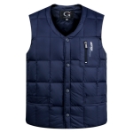 White Duck Down Jacket Vest Men Middle-aged Autumn Winter Warm Sleeveless Coat, Size:XL(Blue)