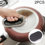 2 PCS Nano-ceramic Sponge with Handle Kitchen Decontamination Cleaning Brush Pot Brush(Black)
