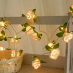 Rose Flower Battery Powered Fairy Lights Wedding Home Birthday Party Garland Decor String Lamp Warm White