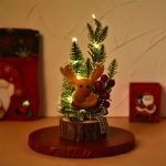 Mini Kerstboom Met Lichten En Lichtgevende Houten Bodem Tafelblad Kerstboomversiering Ornamenten (Fawn)