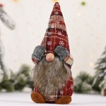 크리스마스 장식 눈송이 커버 눈 얼굴없는 인형 서있는 포즈 작은 인형 장식품 (회색 장갑)