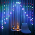 LED omgekeerde V sneeuwvlok vijfsterren decoratieve verlichting kerst waterdichte lichtslingers, EU-stekker (kleurrijk licht)