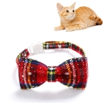 5 PCS 눈송이 크리스마스 붉은 격자 무늬 조정 가능한 애완 동물 나비 넥타이 칼라 나비 매듭 고양이 개 목걸이, 크기 : S 17-30cm, 스타일 : 큰 Bowknot