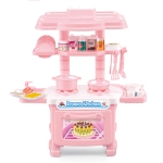Miniature Kitchen Plastic Pretend Play Children Kids Toys for Girls Boys Simulation Cooking Cookware Kitchen Toys Set(Pink)
