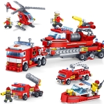 KAZI 4 in 1 Sets Fire Fighting Car Helicopter Boat Building Blocks Compatible City Firefighter Educational Construction Bricks Toys, Age Range: 6 Years Old Above