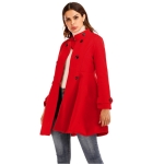 Women Short Swing Woolen Coat (Color:Red Size:L)