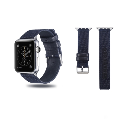 

Cloth+ Top-grain Leather Wrist Watch Band for Apple Watch Series 7 45mm / 6 & SE & 5 & 4 44mm / 3 & 2 & 1 42mm