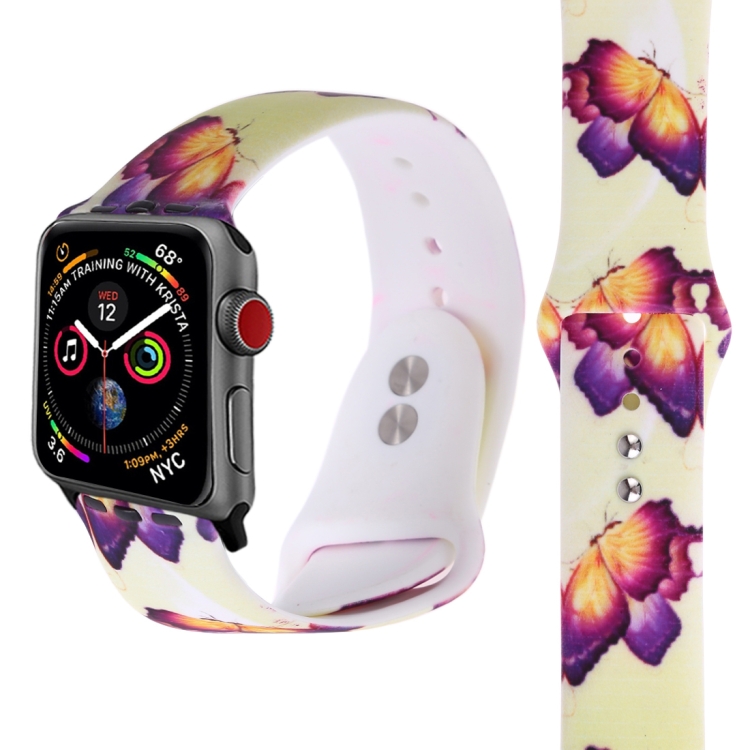 

Silicone Printing Strap for Apple Watch Series 5 & 4 40mm (Big Flower Pattern)