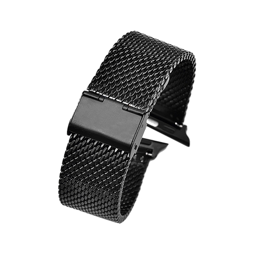 

304 Stainless Steel Milanese Watch Band with Connector For Apple Watch Ultra 49mm / Series 8&7 45mm / SE 2&6&SE&5&4 44mm / 3&2&1 42mm(Black)