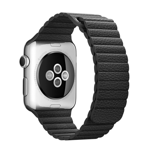 

For Apple Watch 42mm Loop Magnetic Closure Clasp PU Leather Watch Band(Black)