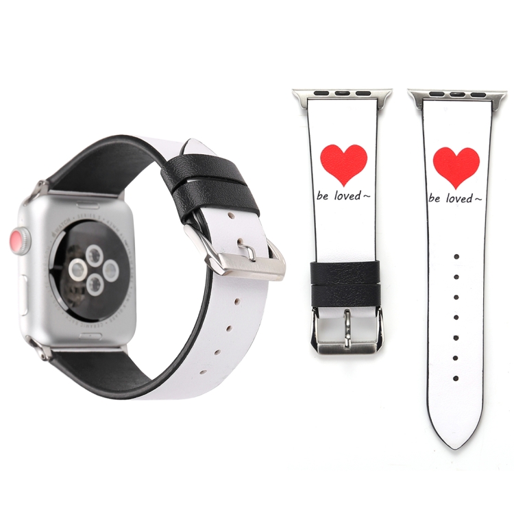 

Fashion Simple Heart Pattern Genuine Leather Wrist Watch Band for Apple Watch Series 3 & 2 & 1 38mm