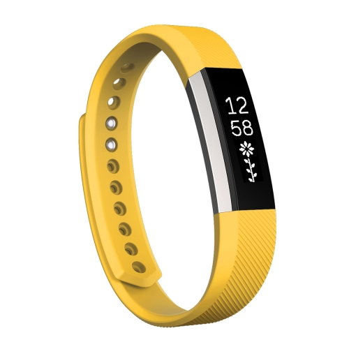 

For Fitbit Alta Watch Oblique Texture Silicone Watchband, Large Size, Length: about 22cm(Yellow)