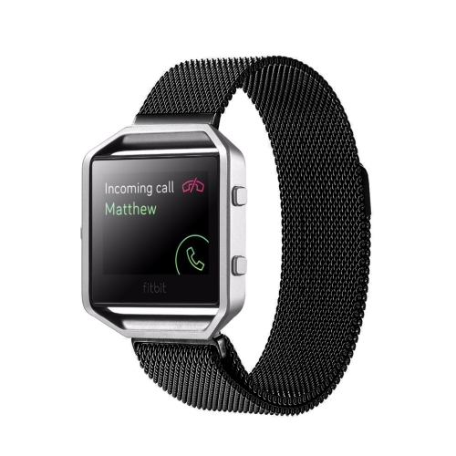 

For Fitbit Blaze Watch Loop Magnetic Closure Clasp Stainless Steel Watchband(Black)