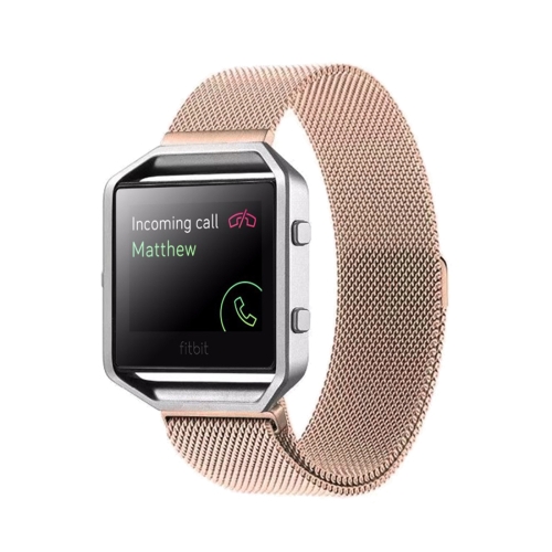 

For Fitbit Blaze Watch Loop Magnetic Closure Clasp Stainless Steel Watchband(Rose Gold)