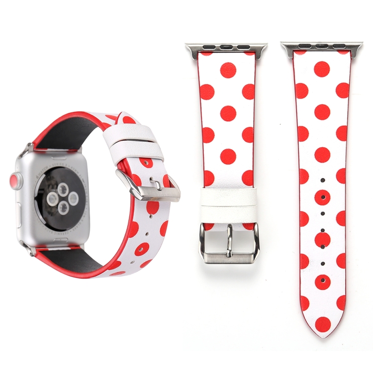 

Simple Fashion Dot Pattern Genuine Leather Wrist Watch Band for Apple Watch Series 3 & 2 & 1 38mm