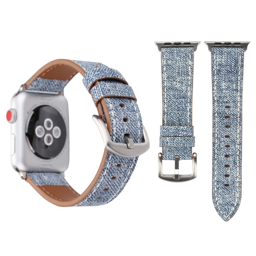 

For Apple Watch Ultra 49mm / Series 8&7 45mm / SE 2&6&SE&5&4 44mm / 3&2&1 42mm Simple Fashion Genuine Leather Cowboy Pattern Watch Band(Baby Blue)