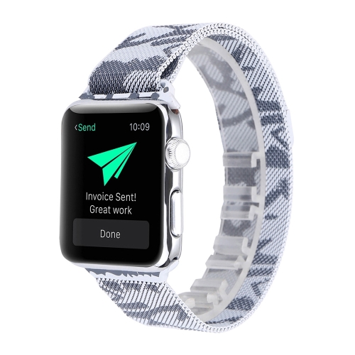 

Print Milan Steel Wrist Watch Band for Apple Watch Series 3 & 2 & 1 38mm (Camouflage Silver)