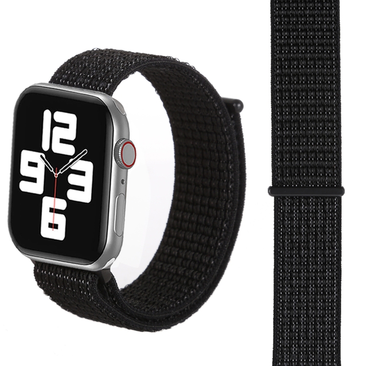 

Simple Fashion Nylon Watch Band for Apple Watch Series 7 45mm / 6 & SE & 5 & 4 44mm / 3 & 2 & 1 42mm, with Magic Stick(Nightfall Black)