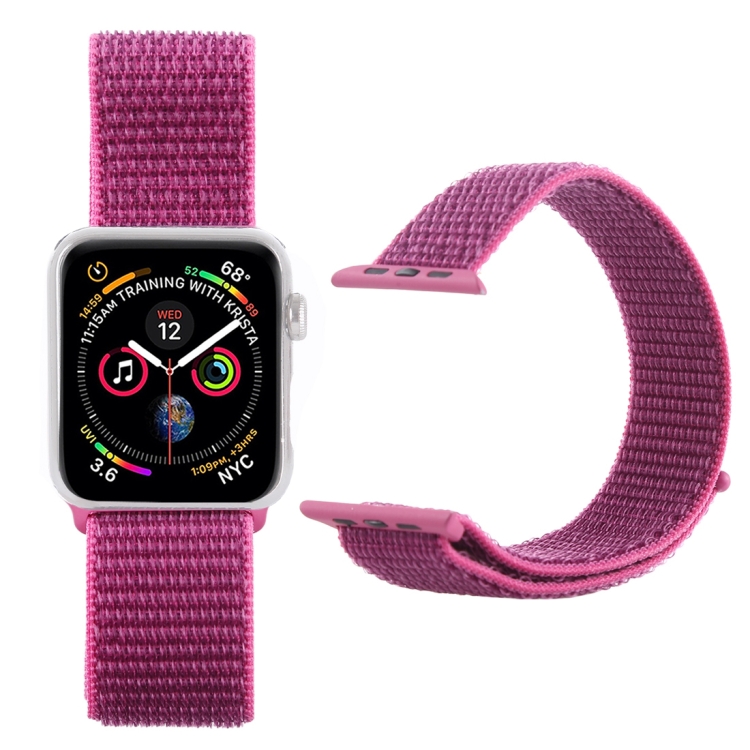 

Simple Fashion Nylon Watch Band for Apple Watch Series 7 45mm / 6 & SE & 5 & 4 44mm / 3 & 2 & 1 42mm, with Magic Stick(Red Purple)