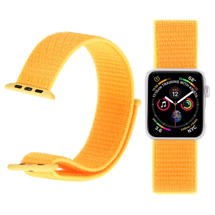 

Simple Fashion Nylon Watch Band for Apple Watch Series 7 45mm / 6 & SE & 5 & 4 44mm / 3 & 2 & 1 42mm, with Magic Stick(Yellow)