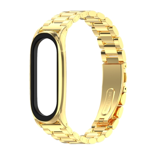 

Mijobs Stainless Steel Metal Watch Band for Xiaomi Mi Band 3 & 4 & 5 & 6(Gold)