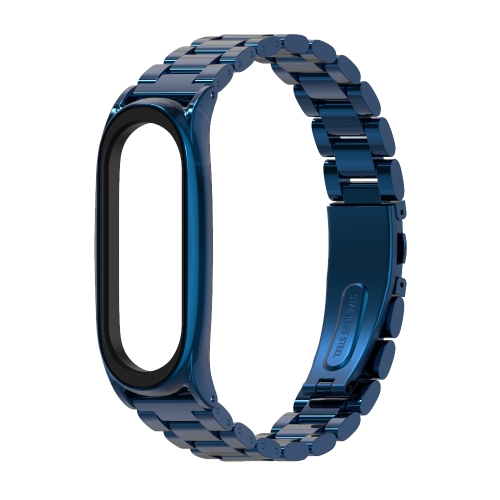 Mijobs Metal Strap for Original Xiaomi Mi Band 3 & 4 & 5 & 6 Strap Stainless Steel Bracelet Wristbands Replace Accessories(Blue)