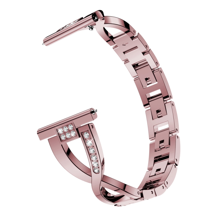 

X-shaped Diamond Stainless Steel Wrist Strap WatchBand for Galaxy Watch Active 20mm (Pink)