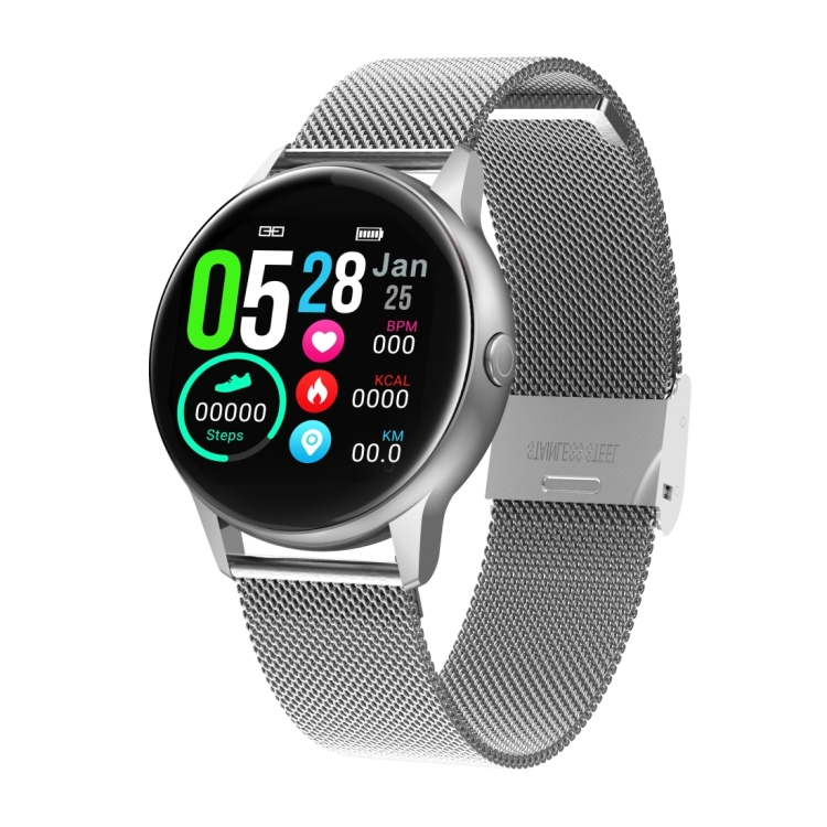 DT88 Reloj deportivo inteligente con correa de acero totalmente táctil y  círculo completo de 1,22 pulgadas IP68 a prueba de agua, compatible con  monitorización de frecuencia cardíaca en tiempo real / monitorización